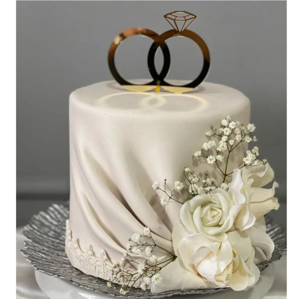 One Tier Rings Engagement Cake