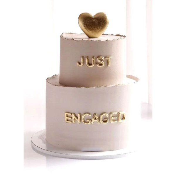 Two Tier Heart Engagement Cake